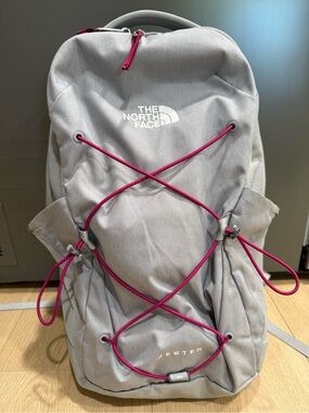 The North Face Jester Backpack Gray Pink FlexVent Hiking School Laptop Bag
